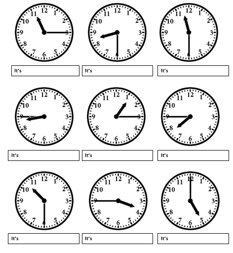 ingilizce-saatler-alistirmalar